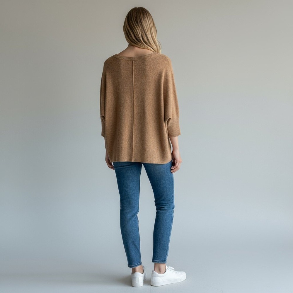 Lou & Grey for LOFT Sweater‎ Tan Textured Knit Dolman Sleeve XS/S Grandma - Picture 2 of 9